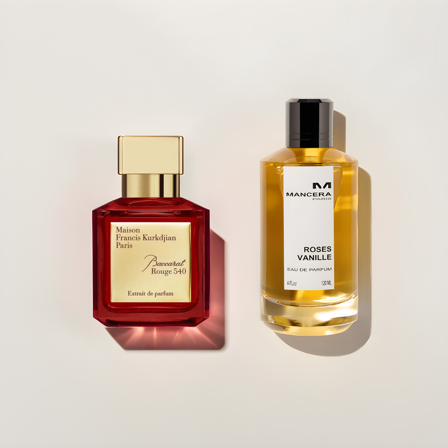 Luxury Perfume Duo: Maison Francis Kurkdjian Baccarat Rouge 540 & Mancera Roses Vanille